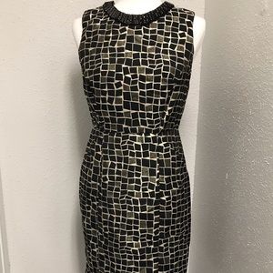 Taylor Black & Gold Patterned Dress